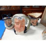 3 large Royal Doulton character jugs