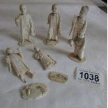 6 ivory figures (some a/f) including one signed