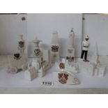 8 items of crested china including military theme and a soldier figure (cenotaph a/f)