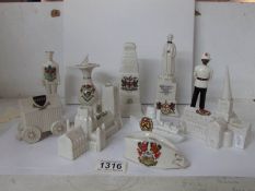 8 items of crested china including military theme and a soldier figure (cenotaph a/f)