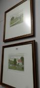 A pair of French artist proof lithographs of fishing and farming scenes by Vincent Haddelsey