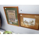 2 framed and glazed watercolours 'The Taking of Gibraltar' and one other