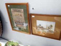 2 framed and glazed watercolours 'The Taking of Gibraltar' and one other