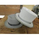 A grey wool felt top hat approx.