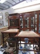 A pair of oak hall chairs with spindle backs