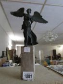 A 19th century bronze angel a/f (missing arm)