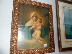 A gilt framed and glazed study of Madonna and child
