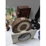An art deco mantel clock and 2 others