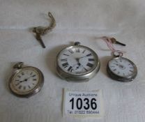 3 pocket watches including silver,