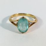 A 9ct gold ring set aquamarine,