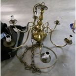 A 6 lamp brass ceiling light