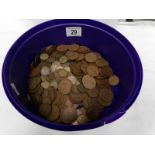 A box of pre decimal GB coins including 1d and 3d