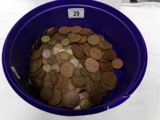 A box of pre decimal GB coins including 1d and 3d