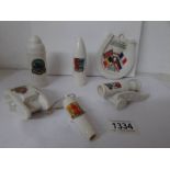 6 items of Goss crested china with military/WW1 theme including tank, Russian shrapnel shell,