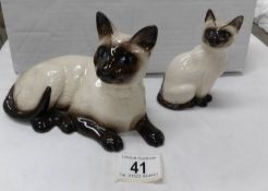 2 Royal Doulton Siamese cats