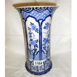 A large blue and white beaker vase with auspicious marks in double blue ring on base (probably 19th