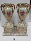 A pair of 19th century Austrian urns on stands