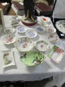 A collection of floral trinket dishes including Royal Crown Derby, Royal Albert, Royal Worcester,