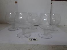 5 brandy goblets marked Lalique