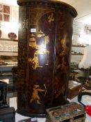 A circa 1760 (18th century) lacquered corner cupboard,