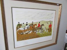A limited edition print (196 of 200) of fox hunt with hounds by Vincent Haddelsey (1934-2010)