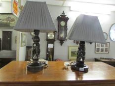 2 oriental style table lamps with shades