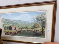 A framed and glazed print 'Nidderdale' signed Melling