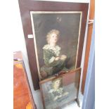 An oak framed Bubbles print and a Bubbles fire screen