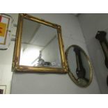 2 gilt framed bevel edged mirrors