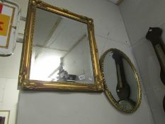2 gilt framed bevel edged mirrors