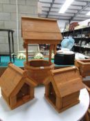 A new wooden wishing well planter and 2 bird houses