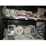 2 shelves of collector's plates