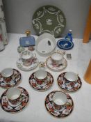5 Noritake coffee cans with saucers, 2 Crown Staffordshire tea cups with saucers,