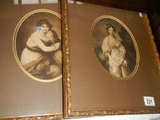 2 framed and glazed oval portrait prints