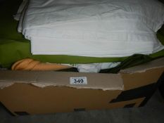 A large box of linen etc