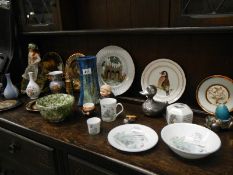 A collection of pottery, china and silver plate including Goebel monks, Nursery ware,