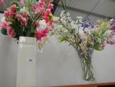 2 vases and a quantity of artificial flowers