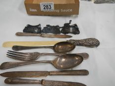 A mixed lot including silver cutlery, R.A.