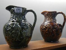 2 large pottery 'ale' jugs
