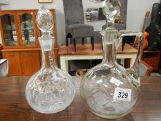2 glass decanters