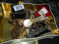 A box of watches and jewellery