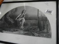 A 19th century framed and glazed engraving entitled 'Ophelia' (Hamlet)