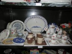 A shelf of assorted china including coffee set,