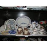 A shelf of assorted china including coffee set,