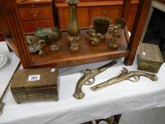 A mixed lot of brass ware