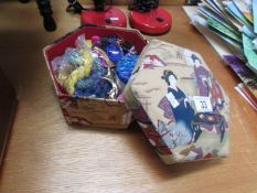 A sewing box and contents