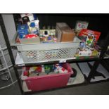 2 shelves of cleaning and garden items