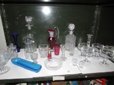 A mixed lot of glassware including decanters,