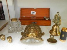 A mixed lot including inkwell etc