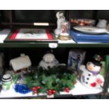 2 shelves of Christmas items